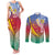 Shefa Province Couples Matching Tank Maxi Dress and Long Sleeve Button Shirt Vanuatu Pattern Map - Plumeria Flag Color