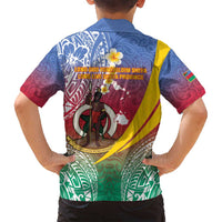 Shefa Province Family Matching Long Sleeve Bodycon Dress and Hawaiian Shirt Vanuatu Pattern Map - Plumeria Flag Color LT14 - Polynesian Pride