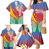 Shefa Province Family Matching Mermaid Dress and Hawaiian Shirt Vanuatu Pattern Map - Plumeria Flag Color LT14 - Polynesian Pride
