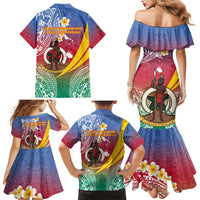 Shefa Province Family Matching Mermaid Dress and Hawaiian Shirt Vanuatu Pattern Map - Plumeria Flag Color LT14 - Polynesian Pride