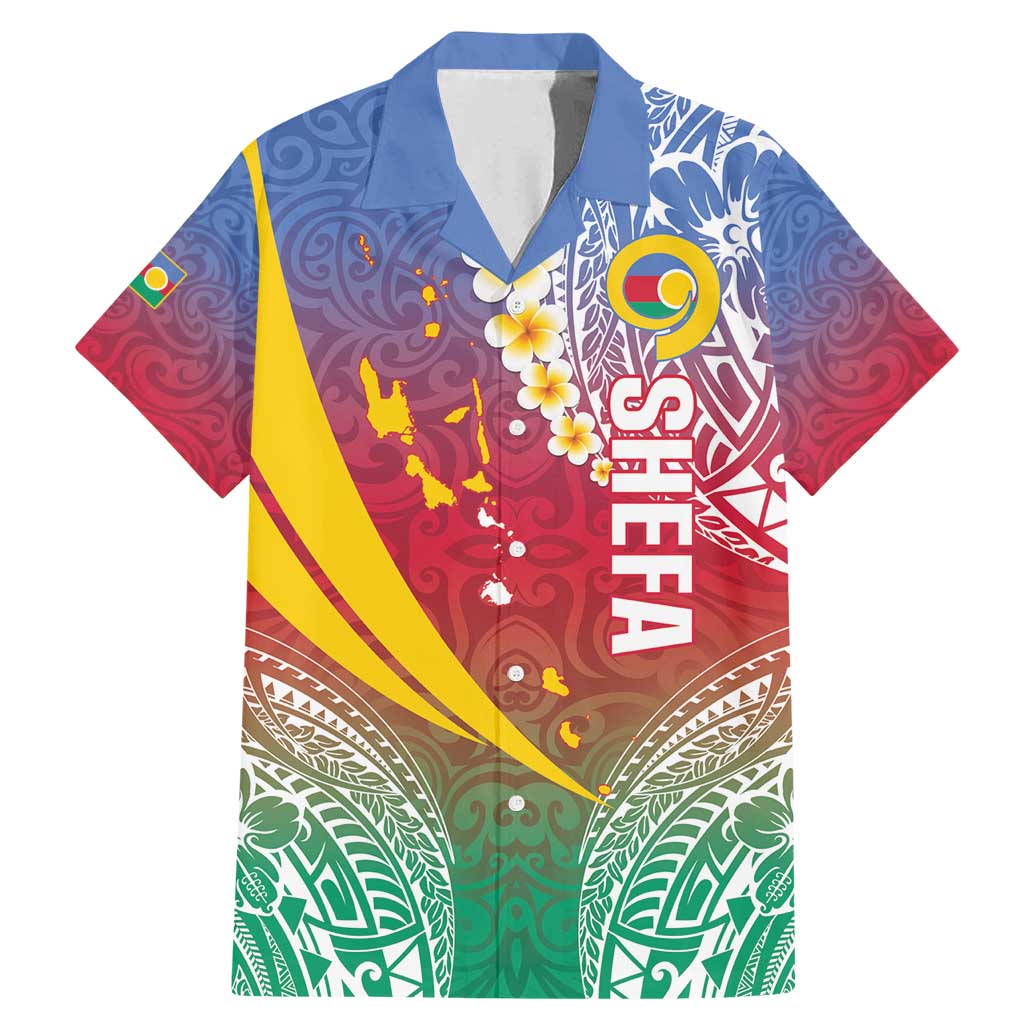 Shefa Province Family Matching Mermaid Dress and Hawaiian Shirt Vanuatu Pattern Map - Plumeria Flag Color LT14 Dad's Shirt - Short Sleeve Red - Polynesian Pride