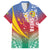 Shefa Province Family Matching Puletasi and Hawaiian Shirt Vanuatu Pattern Map - Plumeria Flag Color