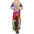 Shefa Province Family Matching Summer Maxi Dress and Hawaiian Shirt Vanuatu Pattern Map - Plumeria Flag Color
