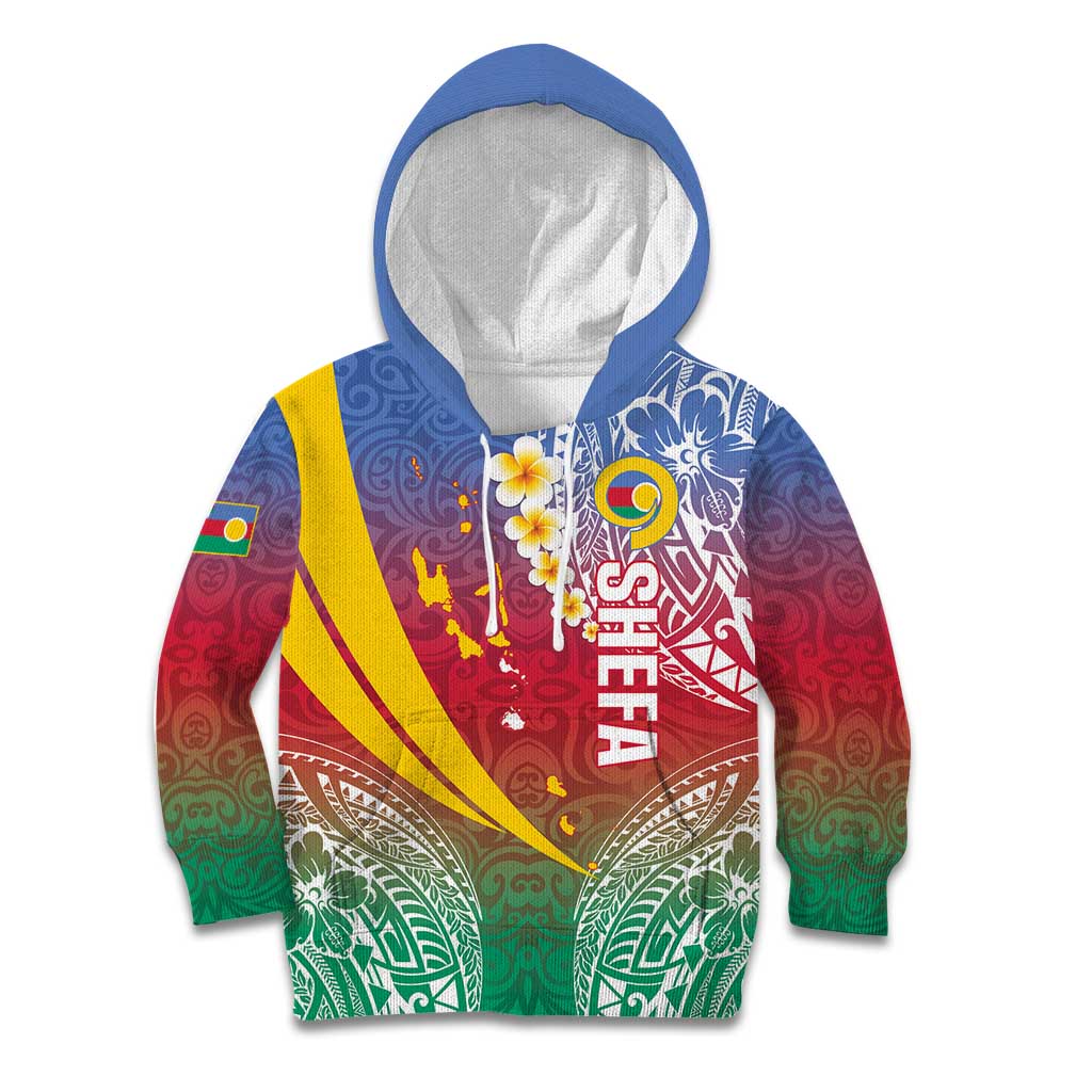 Shefa Province Kid Hoodie Vanuatu Pattern Map - Plumeria Flag Color