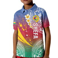 Shefa Province Kid Polo Shirt Vanuatu Pattern Map - Plumeria Flag Color