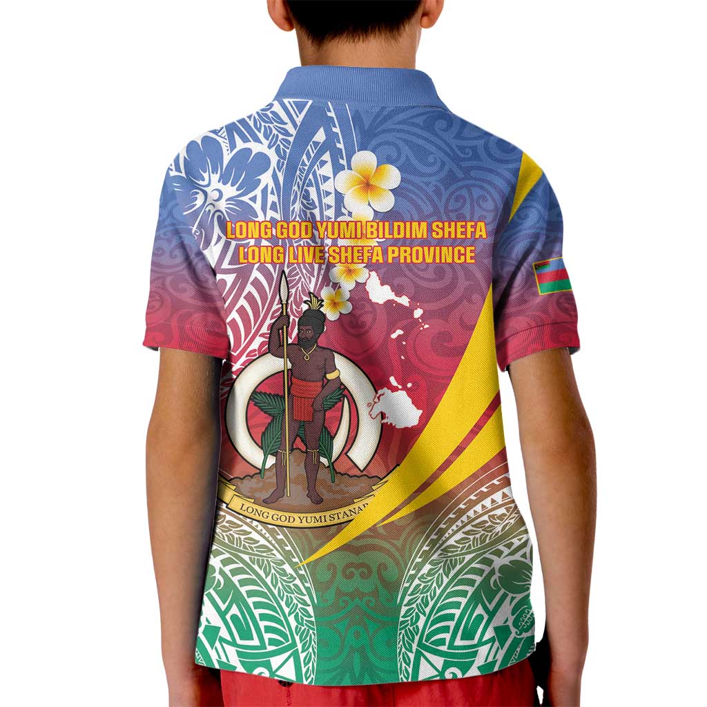 Shefa Province Kid Polo Shirt Vanuatu Pattern Map - Plumeria Flag Color