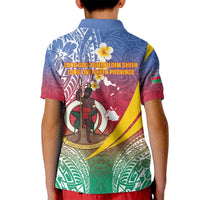 Shefa Province Kid Polo Shirt Vanuatu Pattern Map - Plumeria Flag Color