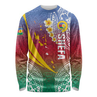 Shefa Province Long Sleeve Shirt Vanuatu Pattern Map - Plumeria Flag Color