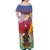 Shefa Province Off Shoulder Maxi Dress Vanuatu Pattern Map - Plumeria Flag Color