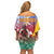 Shefa Province Off Shoulder Short Dress Vanuatu Pattern Map - Plumeria Flag Color