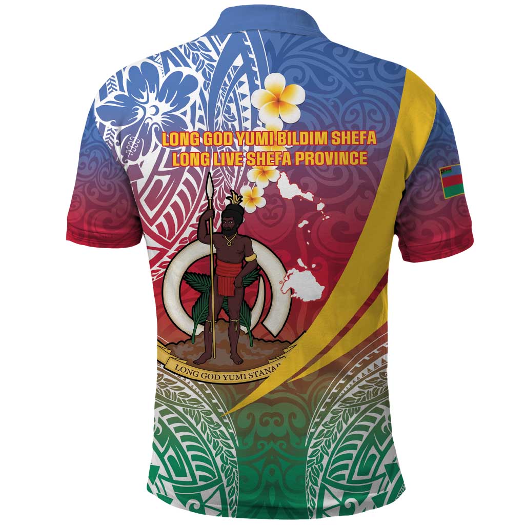 Shefa Province Polo Shirt Vanuatu Pattern Map - Plumeria Flag Color