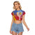 Shefa Province Raglan Cropped T Shirt Vanuatu Pattern Map - Plumeria Flag Color
