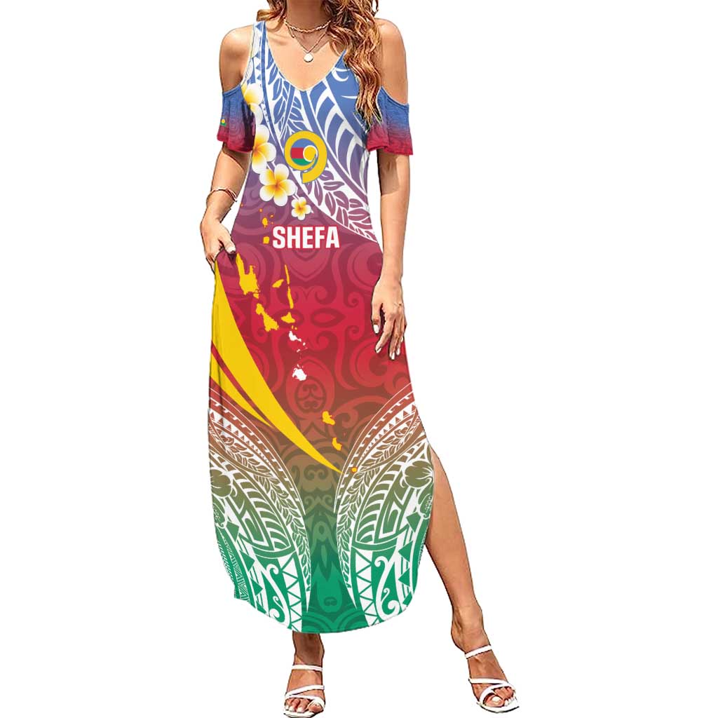 Shefa Province Summer Maxi Dress Vanuatu Pattern Map - Plumeria Flag Color