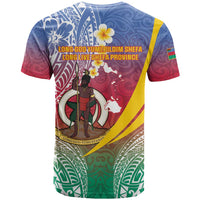 Shefa Province T Shirt Vanuatu Pattern Map - Plumeria Flag Color
