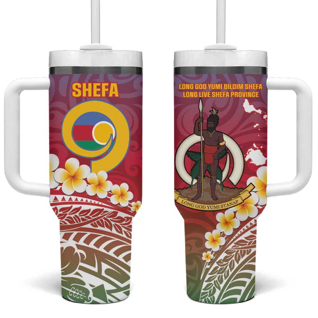 Shefa Province Tumbler With Handle Vanuatu Pattern Map With Plumeria Flag Color