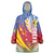 Shefa Province Wearable Blanket Hoodie Vanuatu Pattern Map - Plumeria Flag Color