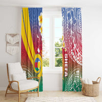 Shefa Province Window Curtain Vanuatu Pattern Map - Plumeria Flag Color