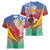 Shefa Province Women V-Neck T-Shirt Vanuatu Pattern Map - Plumeria Flag Color