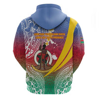Shefa Province Zip Hoodie Vanuatu Pattern Map - Plumeria Flag Color