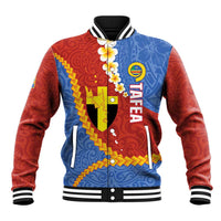 Tafea Province Baseball Jacket Vanuatu Pattern Map - Plumeria Flag Color