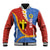 Tafea Province Baseball Jacket Vanuatu Pattern Map - Plumeria Flag Color