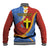 Tafea Province Baseball Jacket Vanuatu Pattern Map - Plumeria Flag Color
