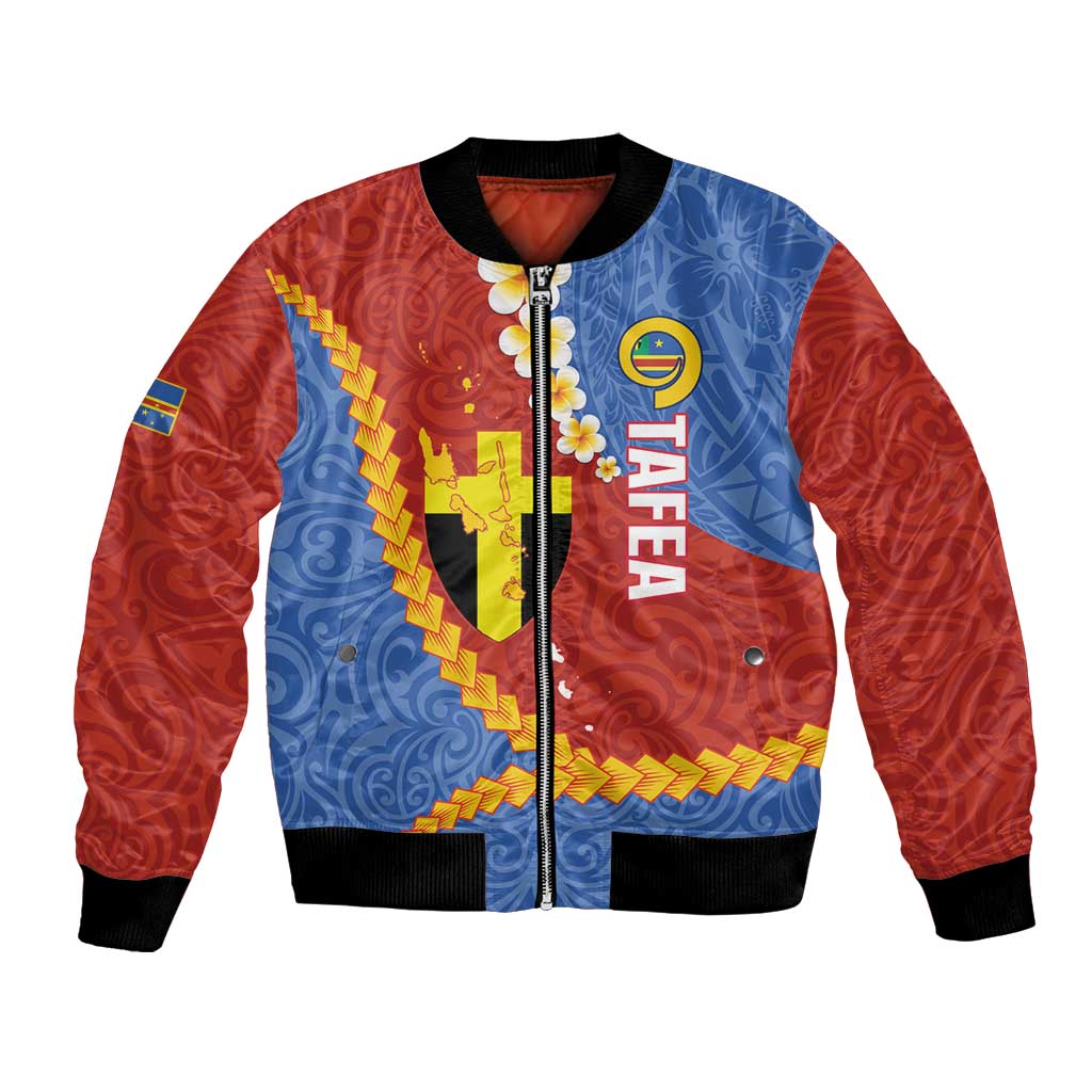 Tafea Province Bomber Jacket Vanuatu Pattern Map - Plumeria Flag Color