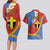 Tafea Province Couples Matching Long Sleeve Bodycon Dress and Hawaiian Shirt Vanuatu Pattern Map - Plumeria Flag Color