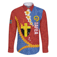 Tafea Province Family Matching Long Sleeve Bodycon Dress and Hawaiian Shirt Vanuatu Pattern Map - Plumeria Flag Color LT14 Dad's Shirt - Long Sleeve Red - Polynesian Pride