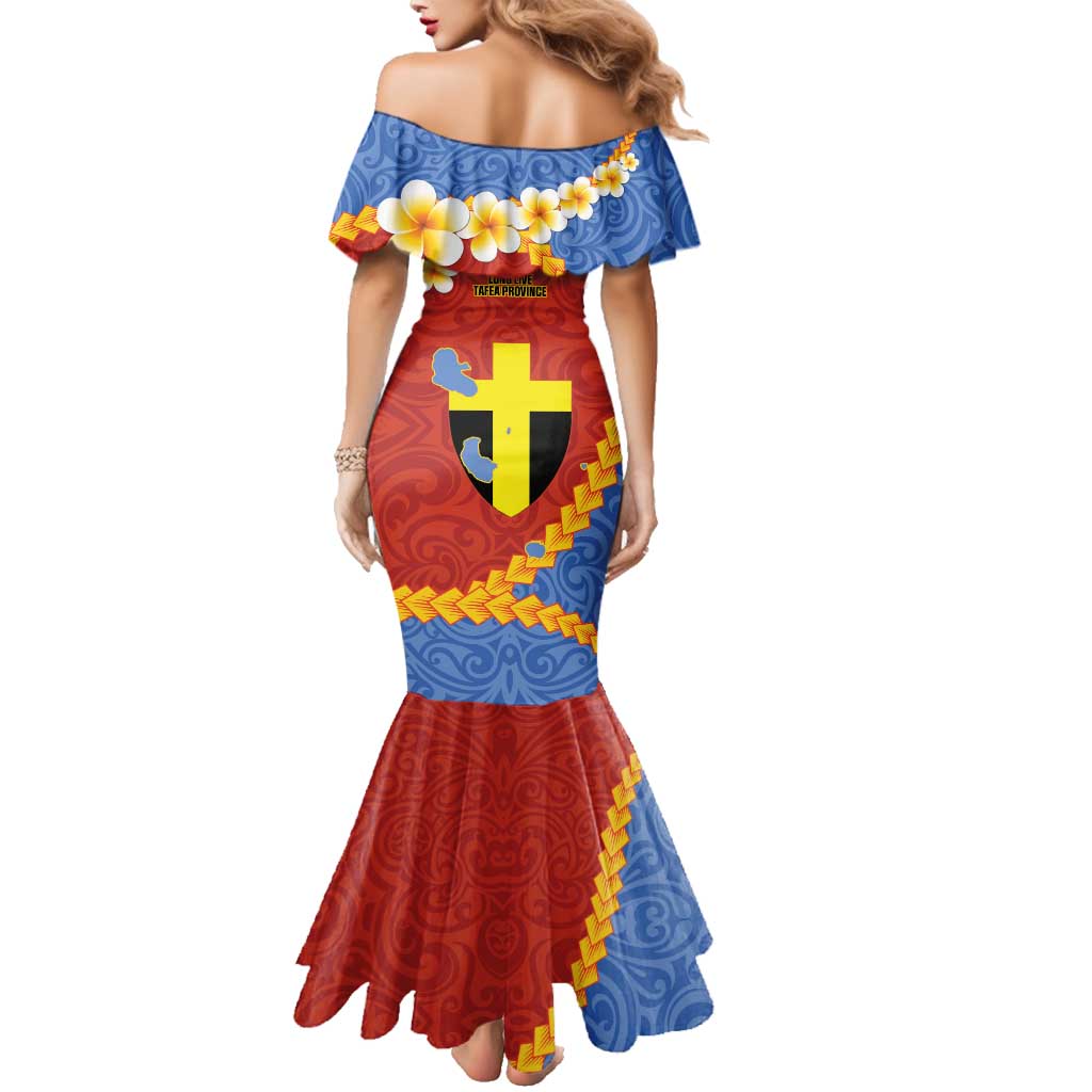 Tafea Province Family Matching Mermaid Dress and Hawaiian Shirt Vanuatu Pattern Map - Plumeria Flag Color LT14 - Polynesian Pride
