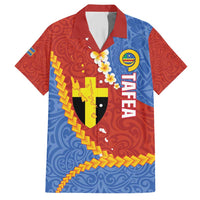 Tafea Province Family Matching Short Sleeve Bodycon Dress and Hawaiian Shirt Vanuatu Pattern Map - Plumeria Flag Color LT14 Dad's Shirt - Short Sleeve Red - Polynesian Pride