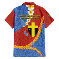 Tafea Province Family Matching Summer Maxi Dress and Hawaiian Shirt Vanuatu Pattern Map - Plumeria Flag Color