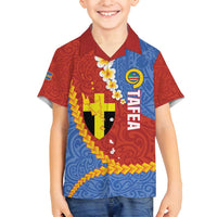 Tafea Province Family Matching Summer Maxi Dress and Hawaiian Shirt Vanuatu Pattern Map - Plumeria Flag Color