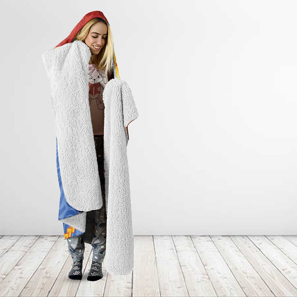 Tafea Province Hooded Blanket Vanuatu Pattern Map - Plumeria Flag Color