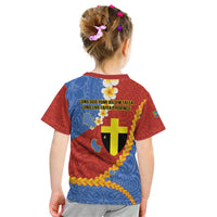 Tafea Province Kid T Shirt Vanuatu Pattern Map - Plumeria Flag Color