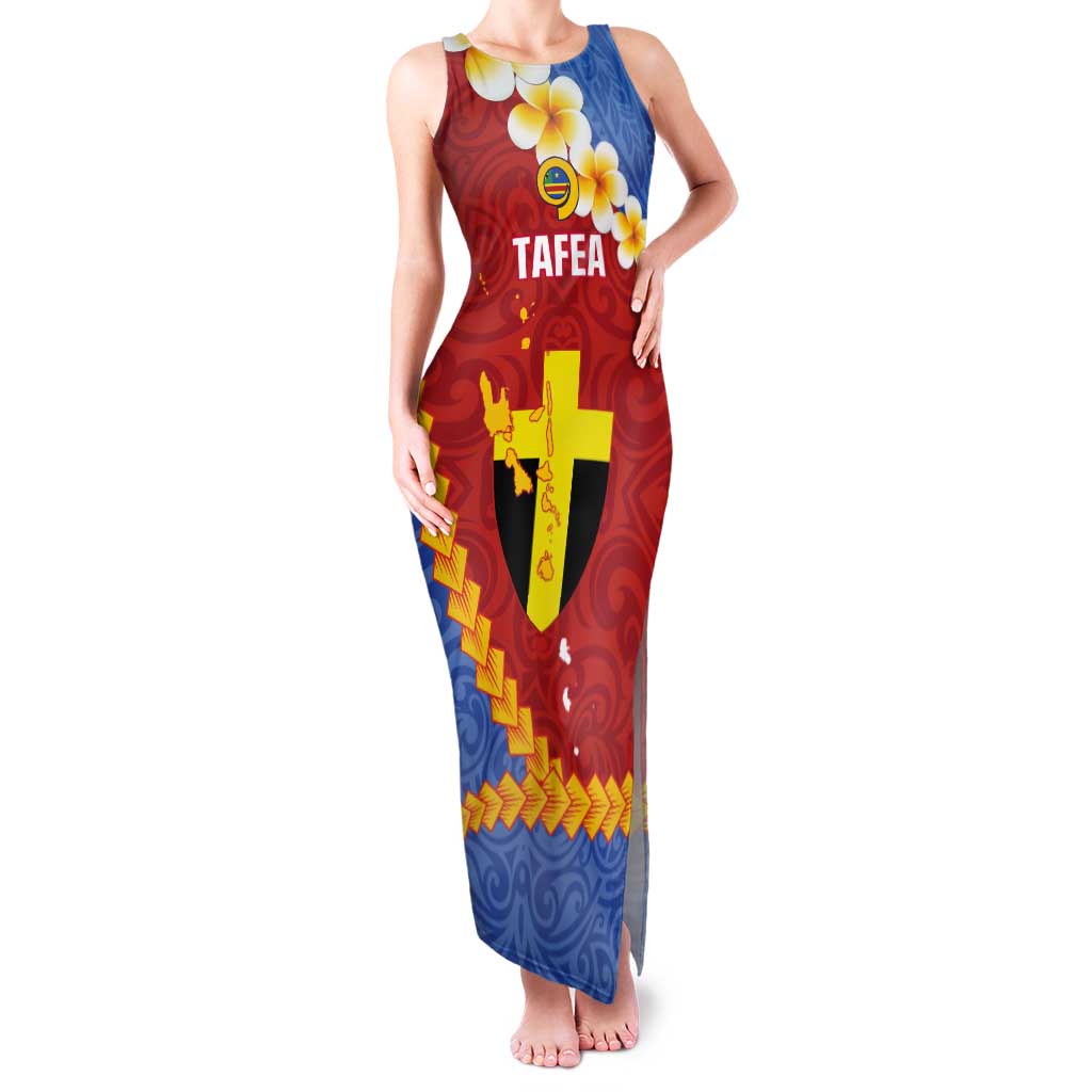 Tafea Province Tank Maxi Dress Vanuatu Pattern Map - Plumeria Flag Color