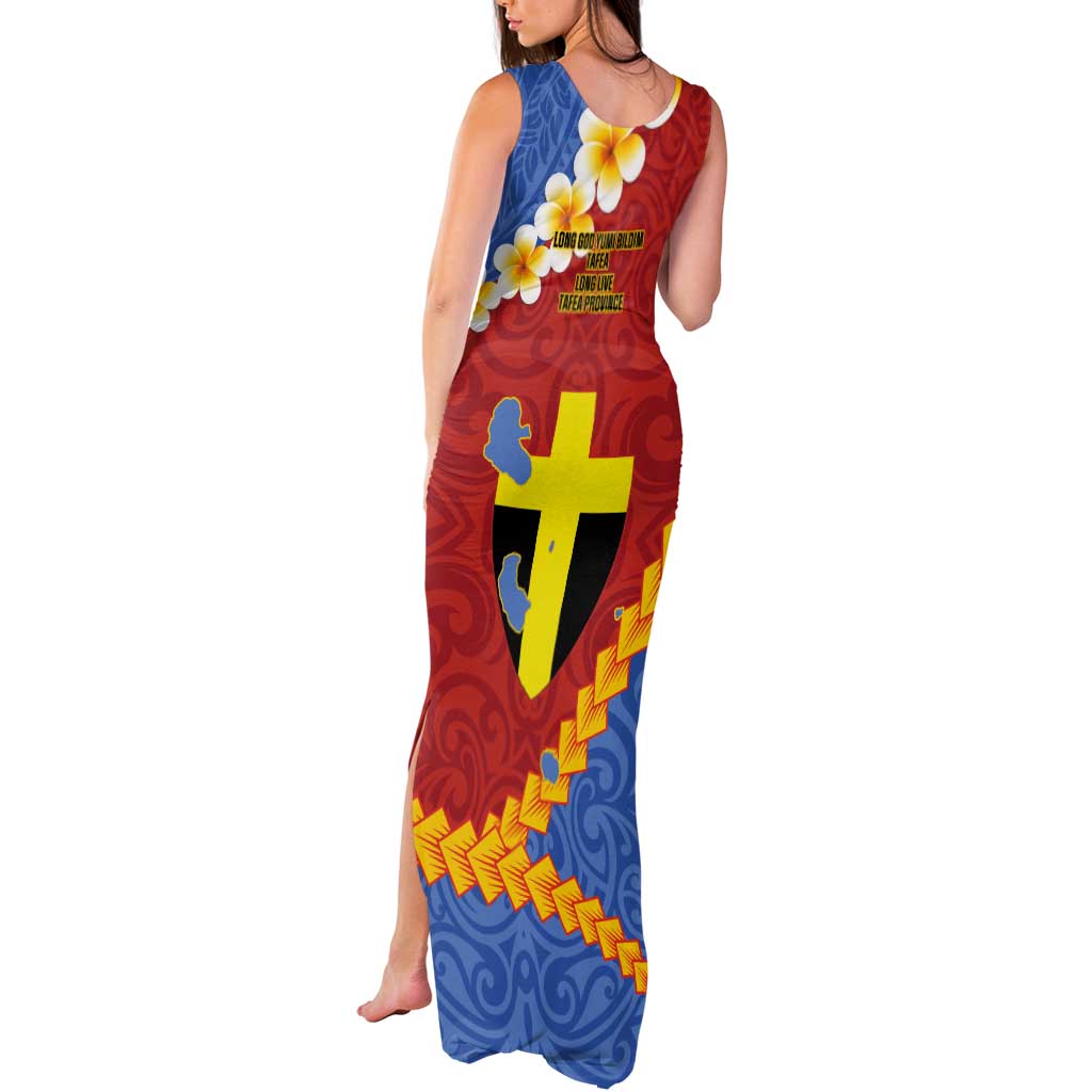 Tafea Province Tank Maxi Dress Vanuatu Pattern Map - Plumeria Flag Color