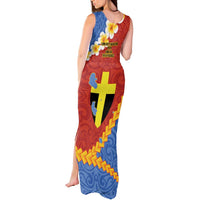 Tafea Province Tank Maxi Dress Vanuatu Pattern Map - Plumeria Flag Color