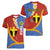 Tafea Province Women V-Neck T-Shirt Vanuatu Pattern Map - Plumeria Flag Color