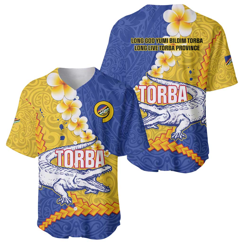 Torba Province Baseball Jersey Vanuatu Pattern Crocodile - Plumeria Flag Color