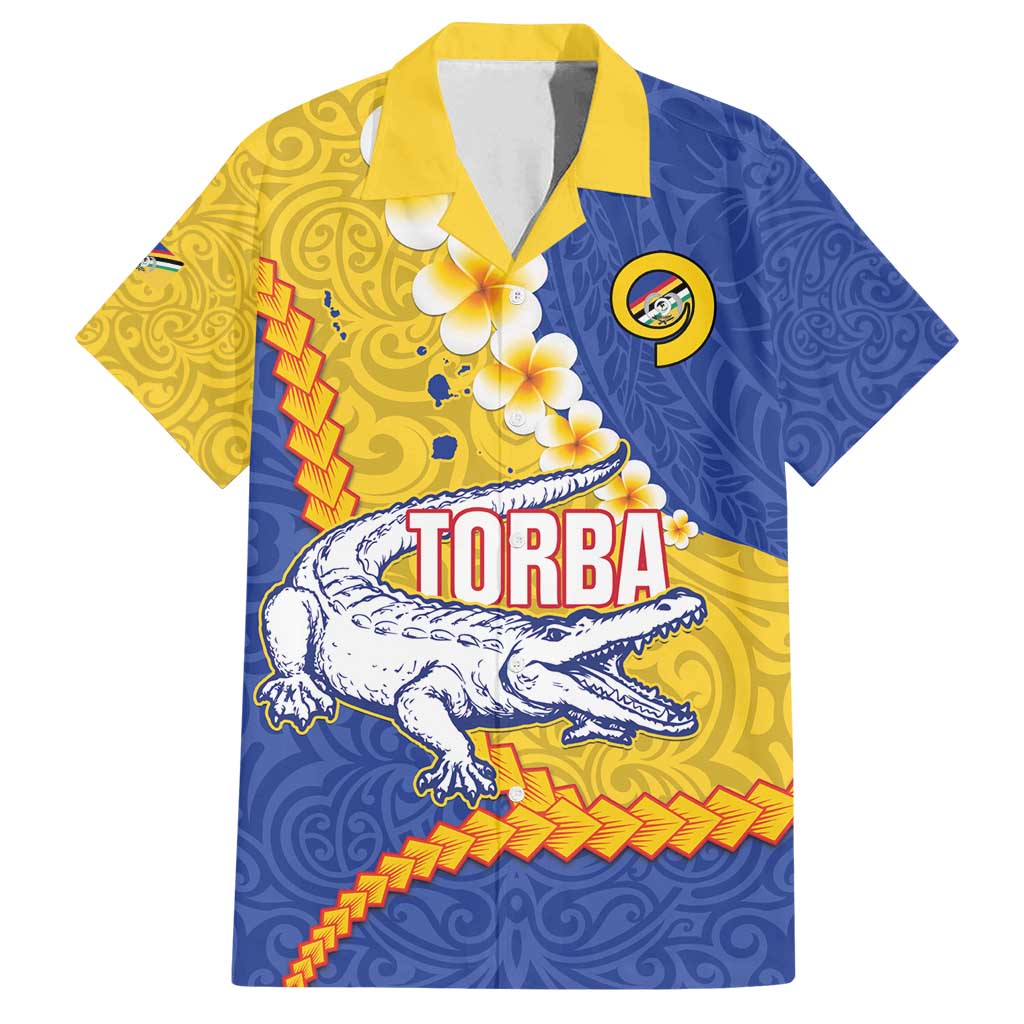 Torba Province Family Matching Long Sleeve Bodycon Dress and Hawaiian Shirt Vanuatu Pattern Crocodile - Plumeria Flag Color LT14 Dad's Shirt - Short Sleeve Yellow - Polynesian Pride