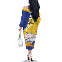 Torba Province Family Matching Off The Shoulder Long Sleeve Dress and Hawaiian Shirt Vanuatu Pattern Crocodile - Plumeria Flag Color LT14 - Polynesian Pride