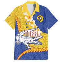Torba Province Family Matching Short Sleeve Bodycon Dress and Hawaiian Shirt Vanuatu Pattern Crocodile - Plumeria Flag Color LT14 Dad's Shirt - Short Sleeve Yellow - Polynesian Pride