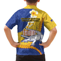 Torba Province Kid Hawaiian Shirt Vanuatu Pattern Crocodile - Plumeria Flag Color