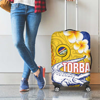 Torba Province Luggage Cover Vanuatu Pattern Crocodile - Plumeria Flag Color