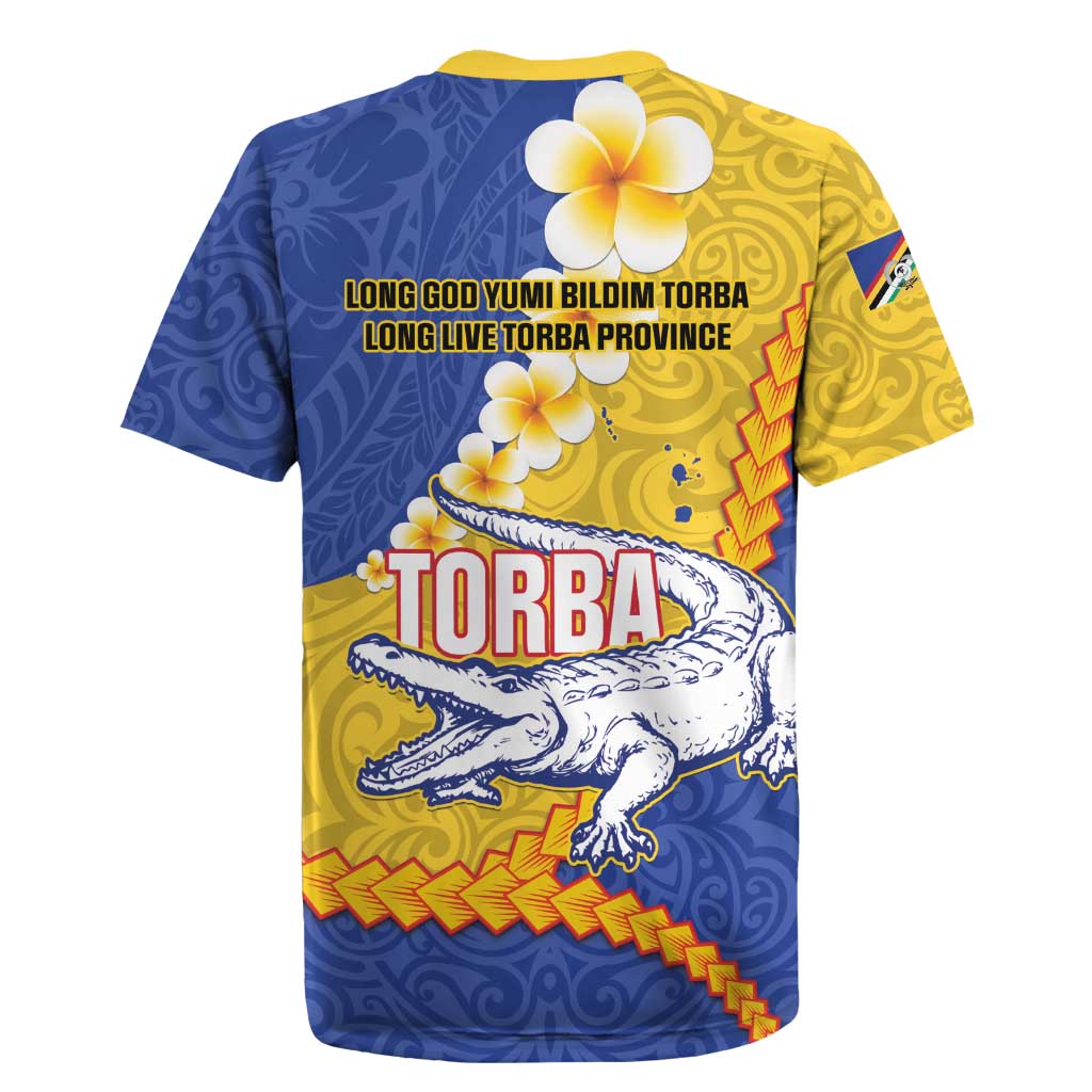 Torba Province Rugby Jersey Vanuatu Pattern Crocodile - Plumeria Flag Color