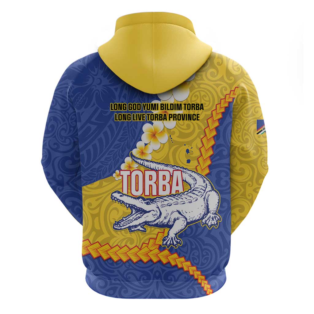 Torba Province Zip Hoodie Vanuatu Pattern Crocodile - Plumeria Flag Color