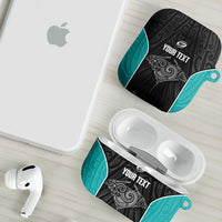 Custom New Zealand Stingray Oztag AirPods Case Tag Rugby Maori Pattern Black Version LT14 - Polynesian Pride