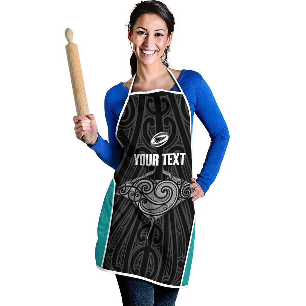 Custom New Zealand Stingray Oztag Apron Tag Rugby Maori Pattern Black Version LT14 - Polynesian Pride