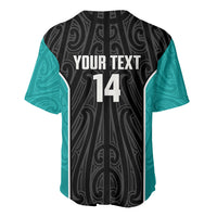 Custom New Zealand Stingray Oztag Baseball Jersey Tag Rugby Maori Pattern Black Version LT14 - Polynesian Pride